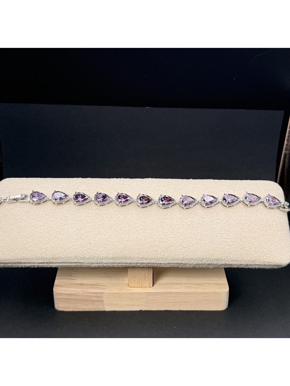 candy+clover Purple Pear Crystal Bezel Bracelet